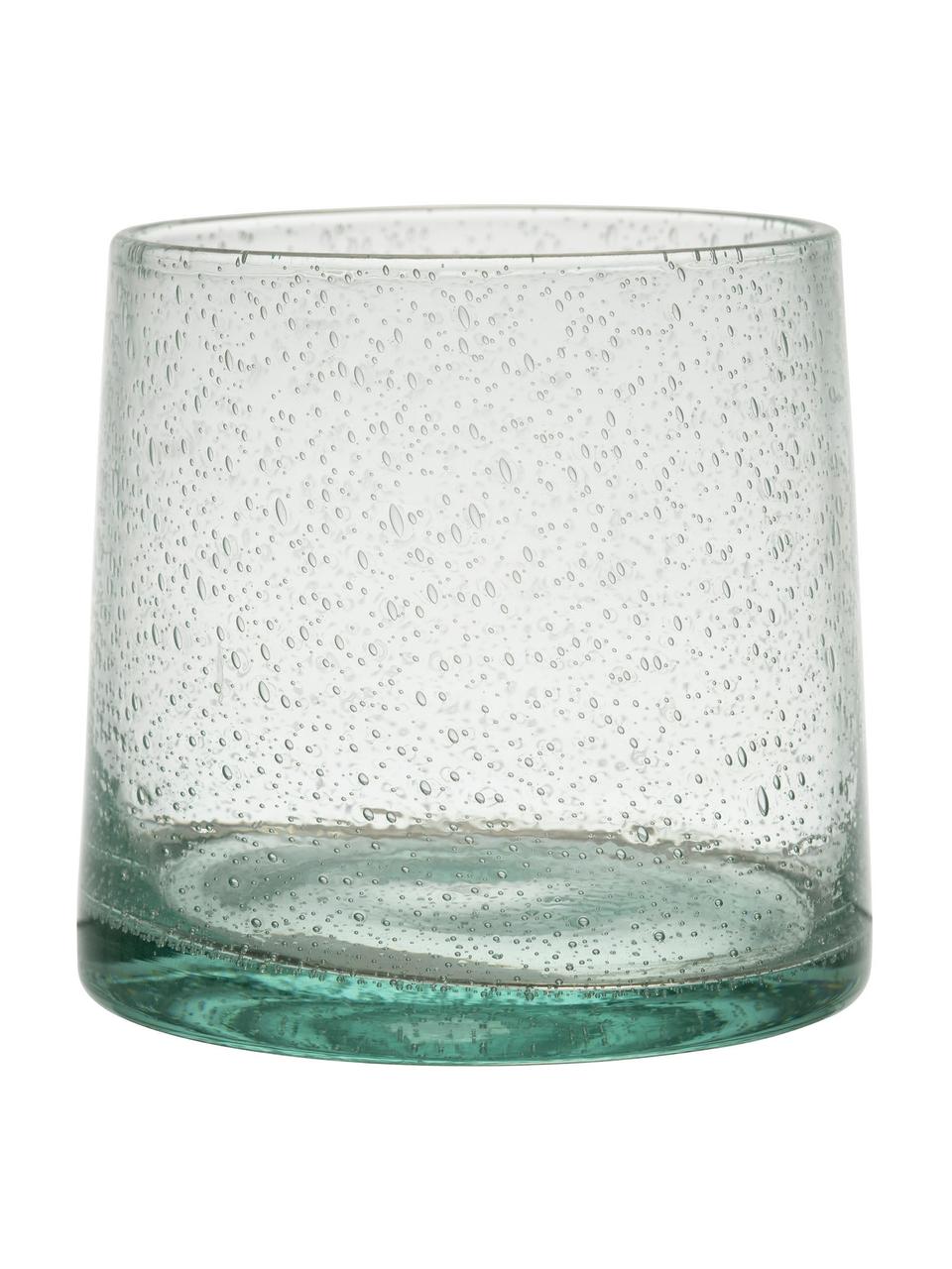 Bicchiere acqua in vetro soffiato con bolle d'aria Lorea 6 pz, Vetro, Verde, Ø 7 x Alt. 8 cm, 200 ml