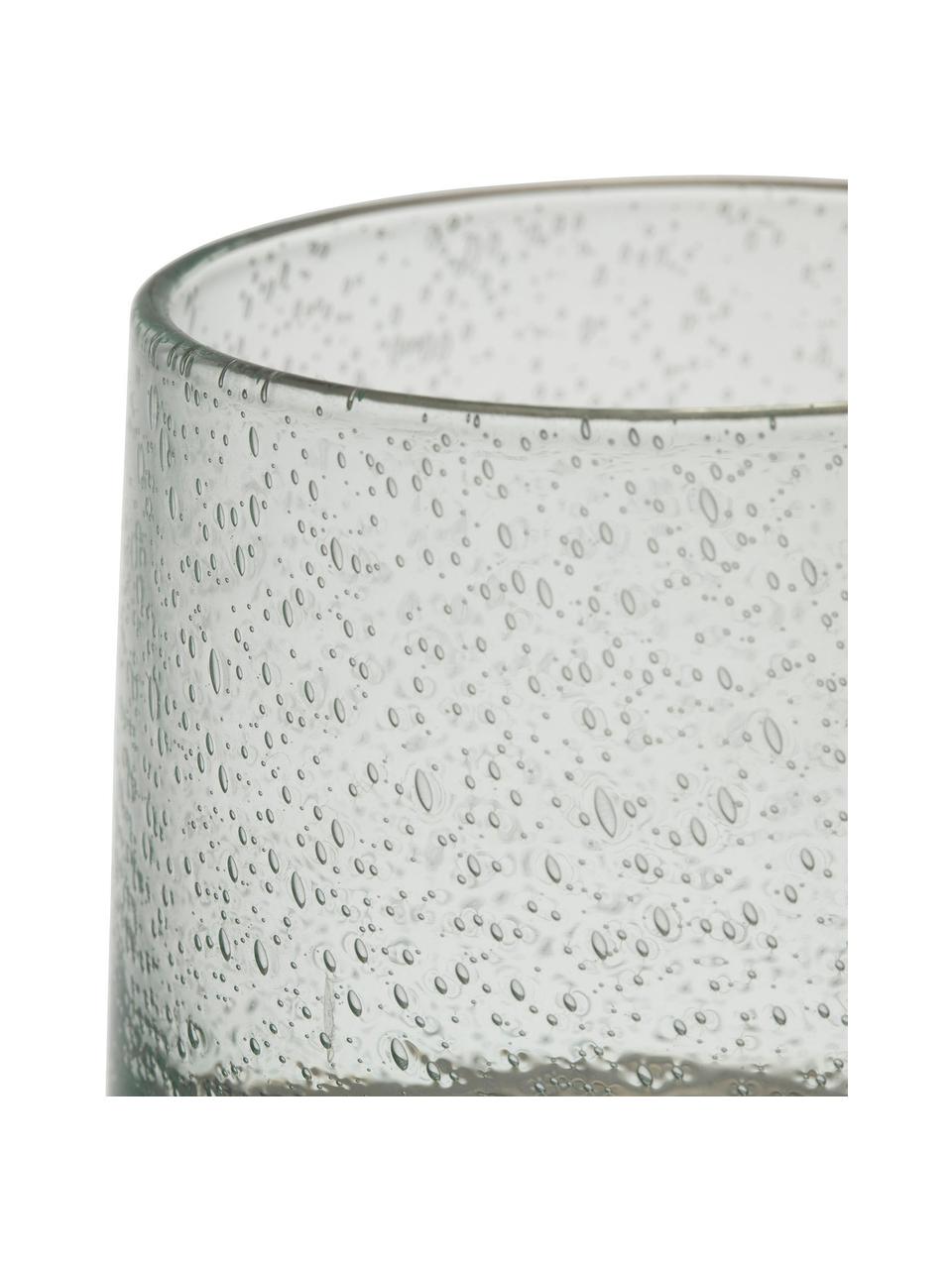 Szklanka z ręcznie dmuchanego szkła z pęcherzykami powietrza Lorea, 6 szt., Szkło, Zielony, Ø 7 x W 8 cm, 200 ml
