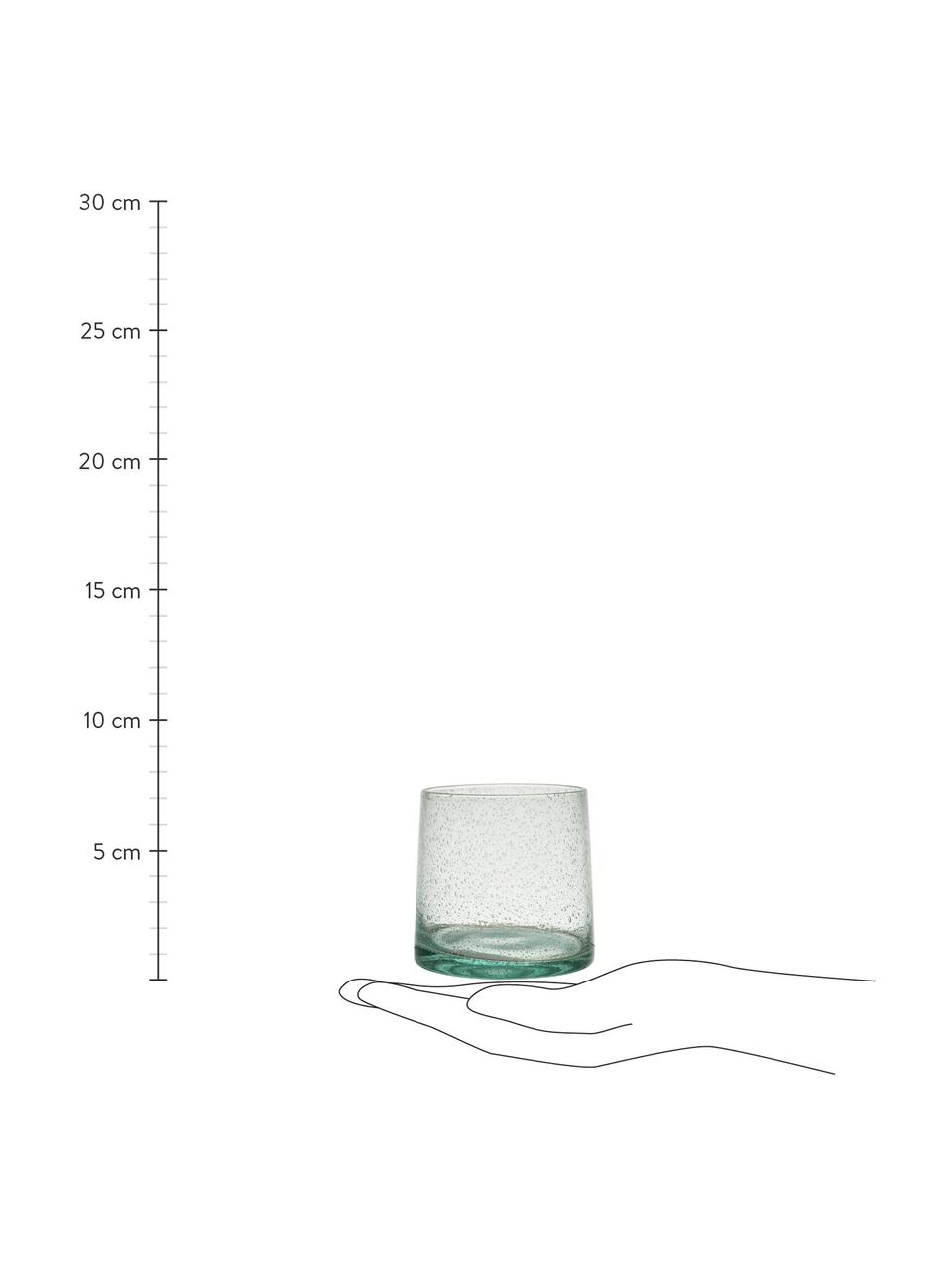 Ručne fúkaný pohár na vodu so vzduchovými bublinkami Lorea, 6 ks, Sklo, Zelená, Ø 7 x V 8 cm, 200 ml