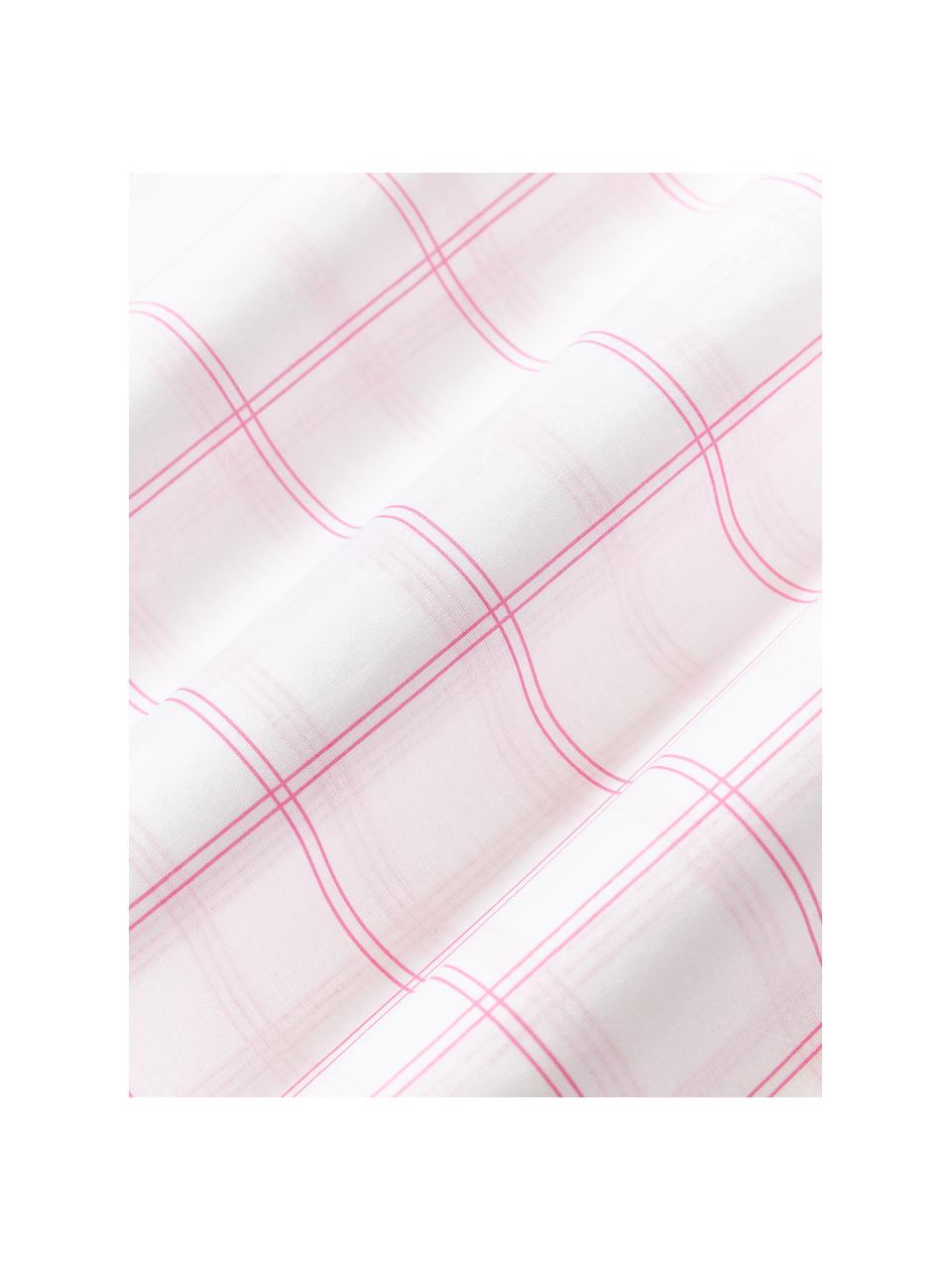 Housse de couette réversible en coton à carreaux Enna, Blanc, rose, larg. 240 x long. 220 cm