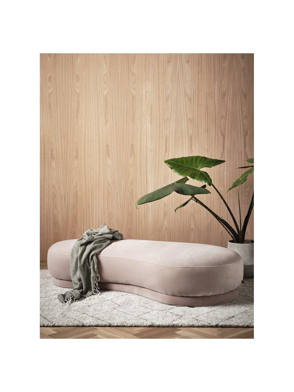 Čalouněná sametová lavice Coconino, Béžová, Š 160 cm, V 36 cm