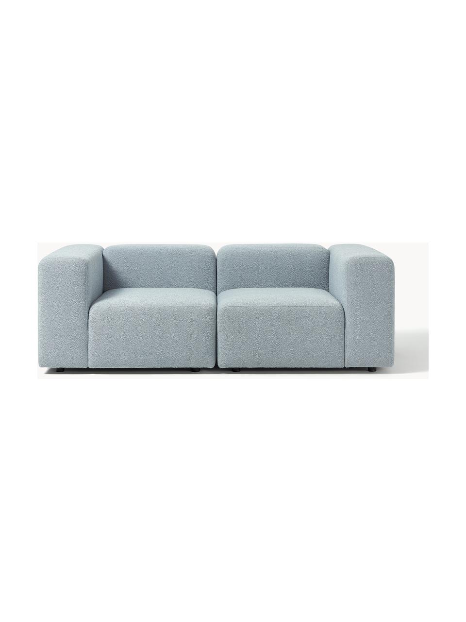 Modulares Bouclé-Sofa Lena (3-Sitzer), Bezug: Bouclé (93 % Polyester, 6, Gestell: Kiefernholz, Schichtholz,, Bouclé Hellblau, B 209 x T 106 cm