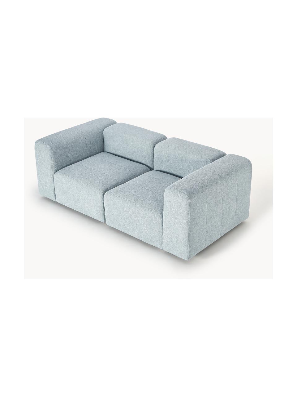 Modulares Bouclé-Sofa Lena (3-Sitzer), Bezug: Bouclé (93 % Polyester, 6, Gestell: Kiefernholz, Schichtholz,, Bouclé Hellblau, B 209 x T 106 cm