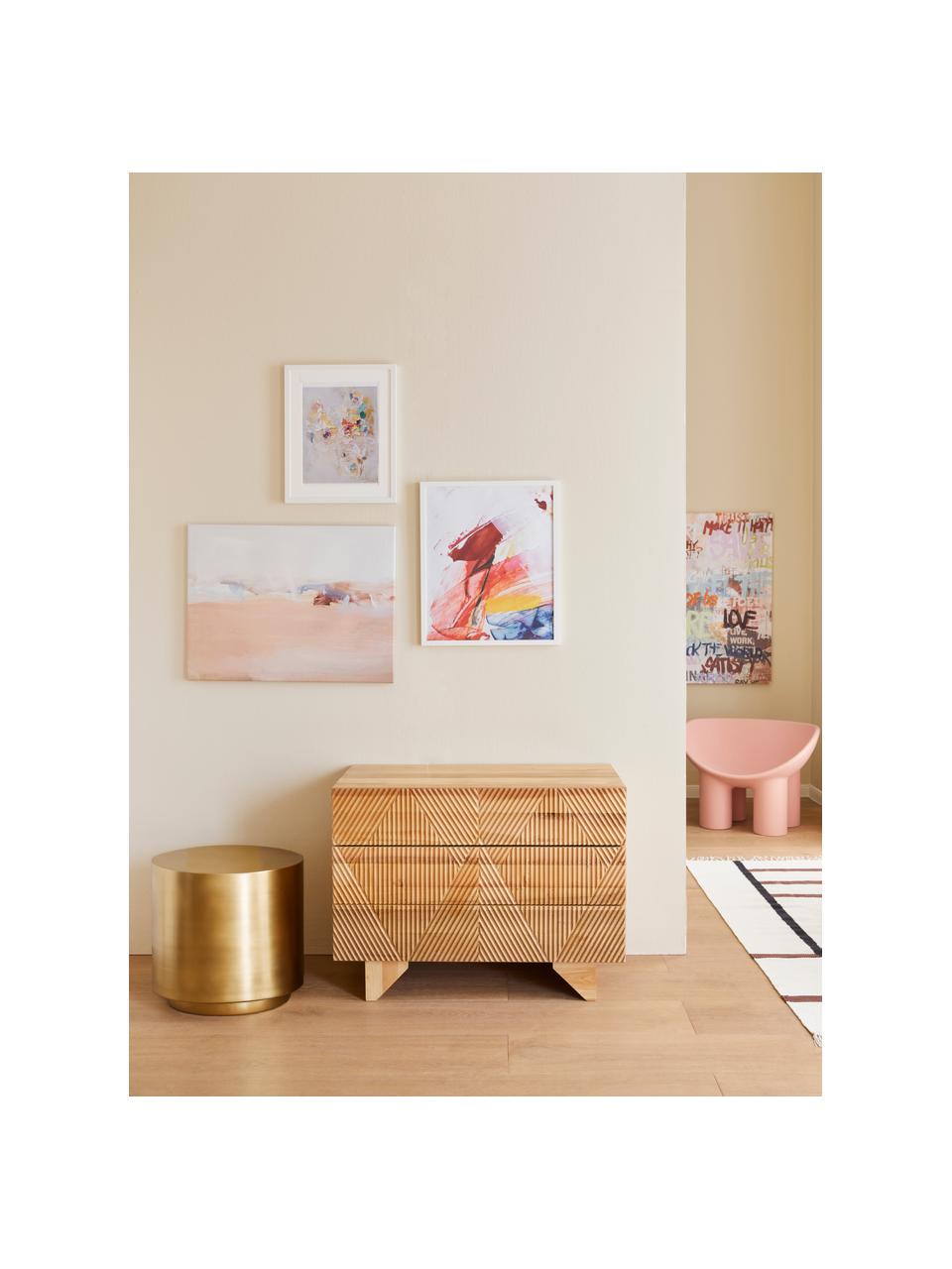 Table d'appoint en métal Step, Métal, brossé, Couleur laitonnée, Ø 50 x haut. 46 cm