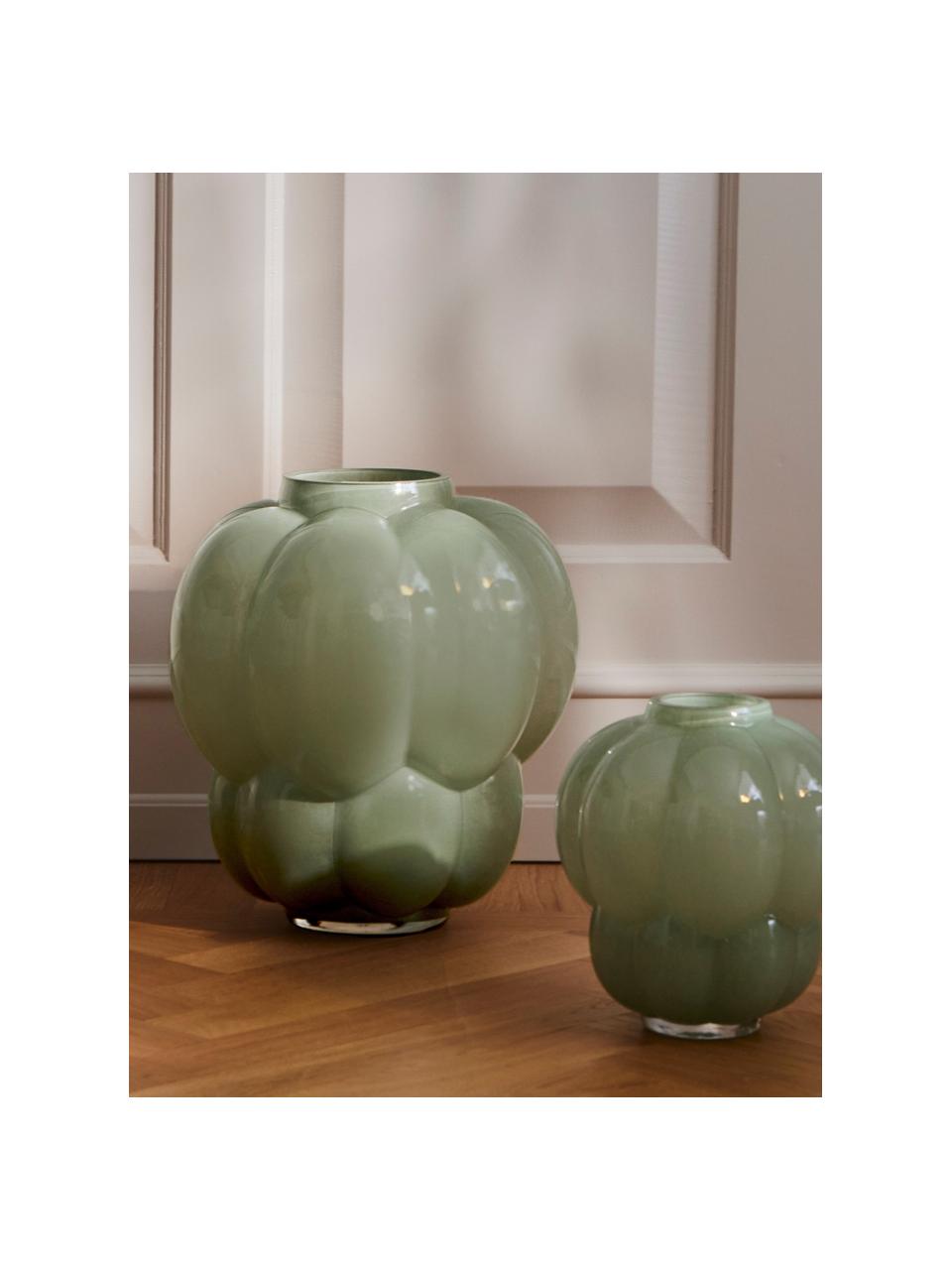 Glas-Vase UVA, H 35 cm, Glas, Salbeigrün, Ø 32 x H 35 cm