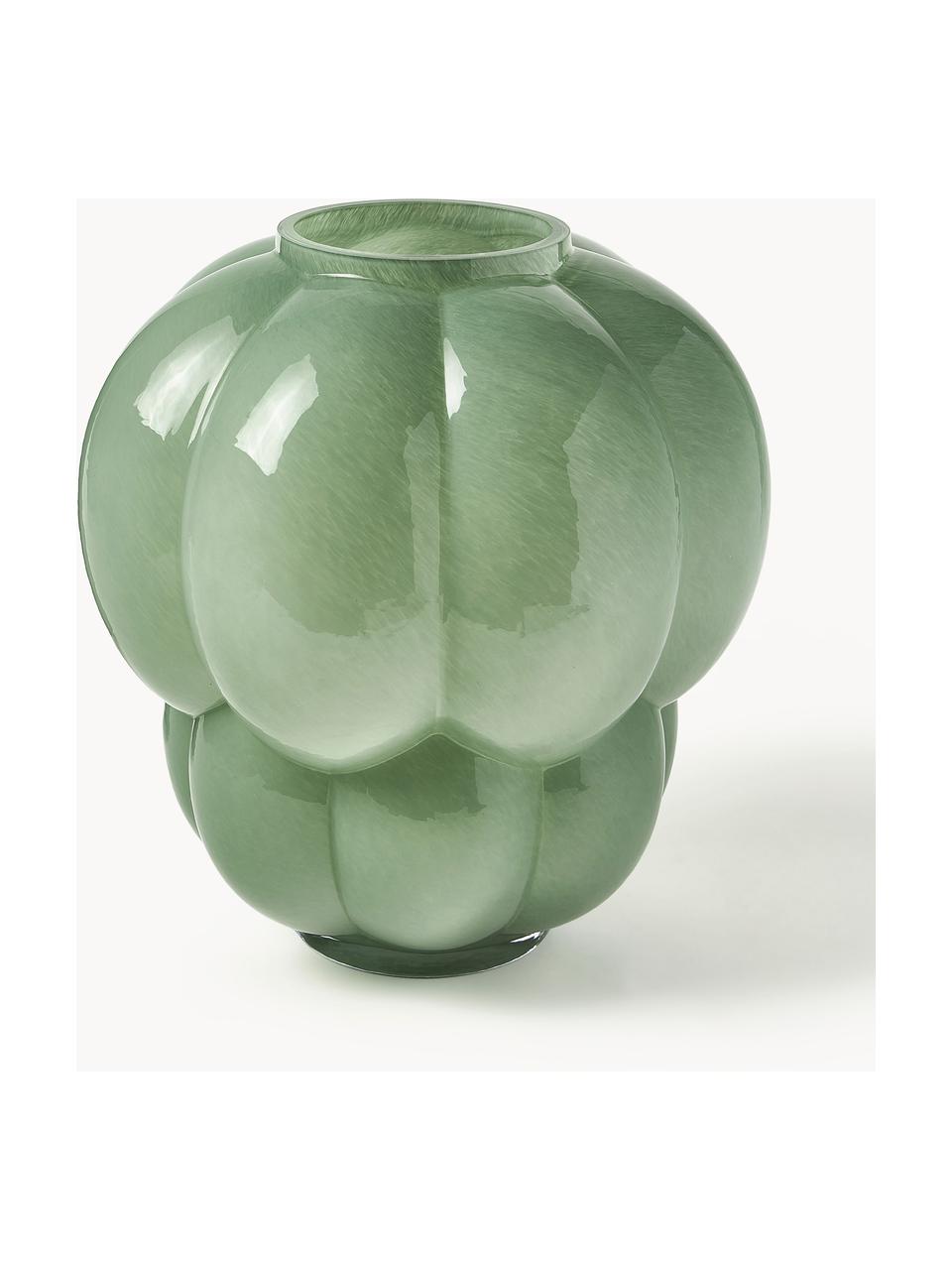 Mundgeblasene Glas-Vase Uva, H 35 cm, Glas, mundgeblasen, Salbeigrün, Ø 32 x H 35 cm