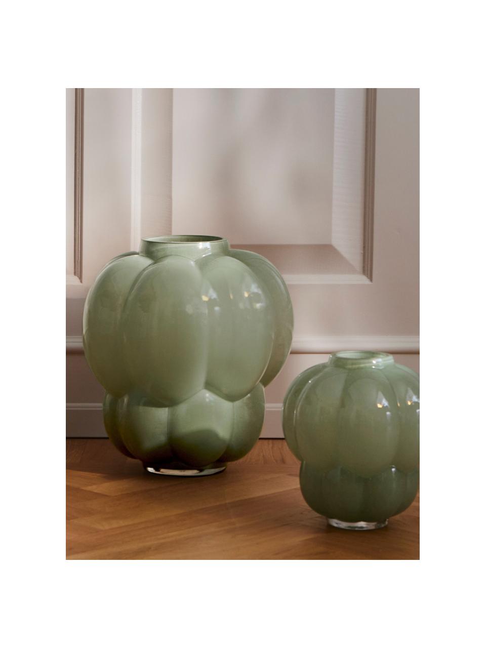 Vase en verre Uva, haut. 35 cm, Verre, Vert sauge, Ø 24 cm