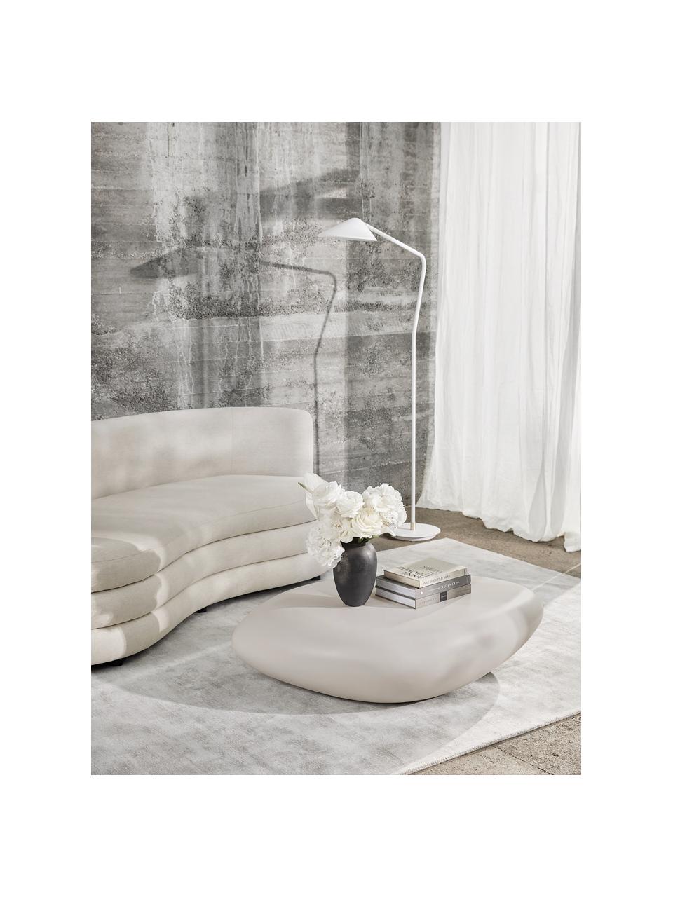 Tavolino da salotto beige a forma di pietra Pietra, Plastica in fibra di vetro laccata per essere antigraffio, Beige, Larg. 116 x Alt. 28 cm