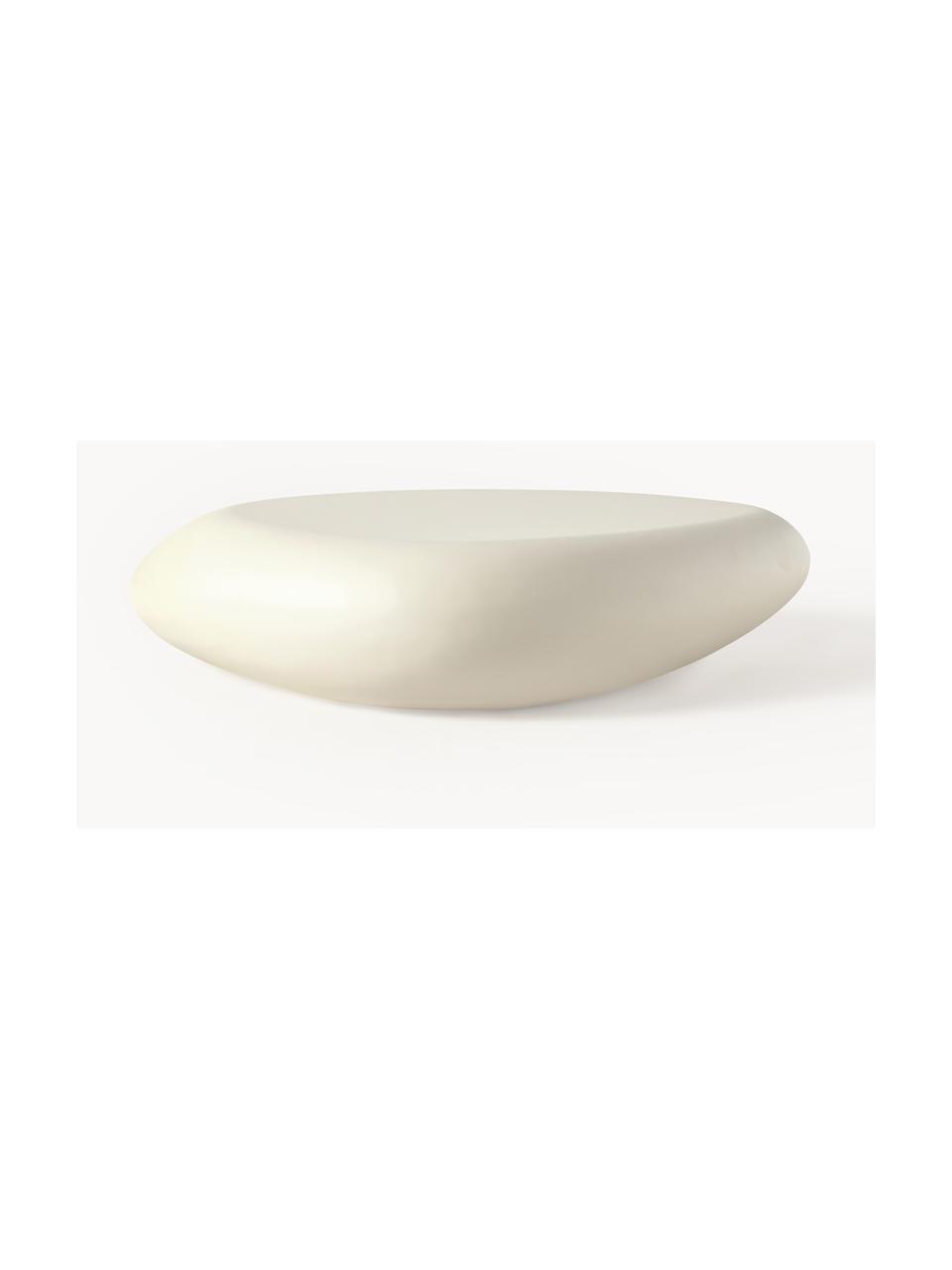 Table basse ovale en forme de galet Pietra, Plastique en fibre de verre, peint, Beige, larg. 116 x prof. 77 cm