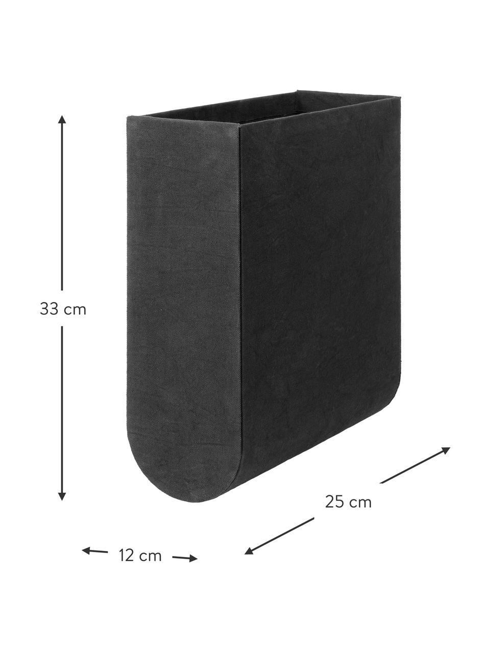 Handgemaakte opbergdoos Curved, Bekleding: 100% katoen, Frame: karton, Zwart, B 12 x H 33 cm