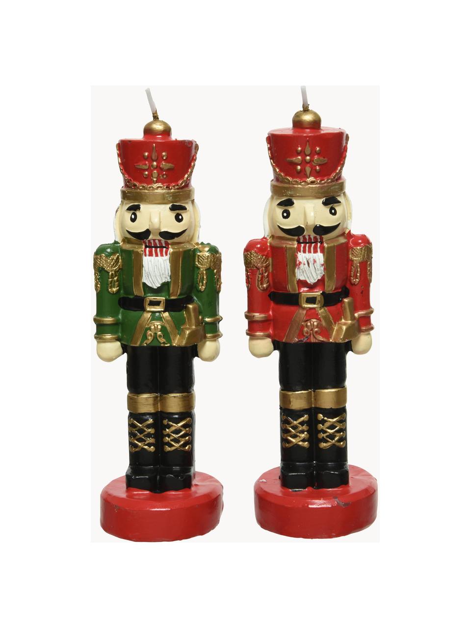 Set 2 candele decorative Nussknacker, alt. 21 cm, Cera, Multicolore, Larg. 7 x Alt. 15 cm
