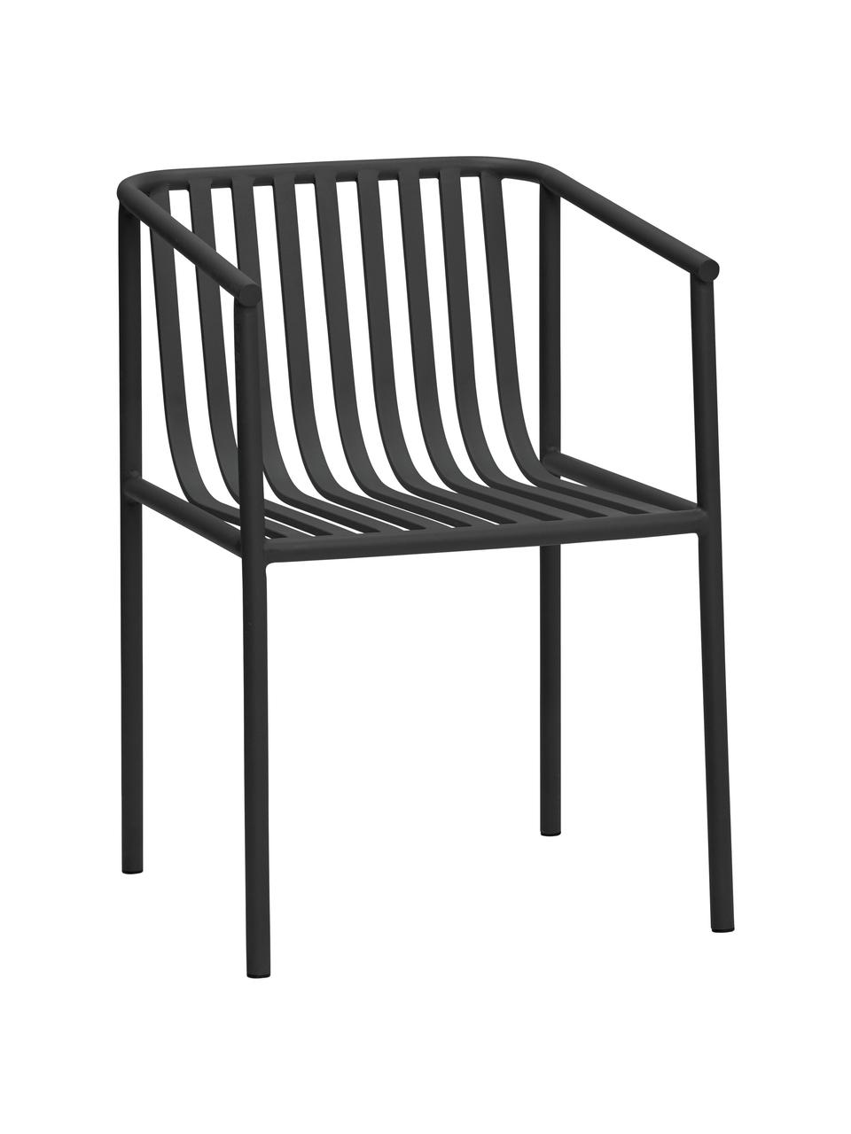 Záhradná stolička Villa, Nehrdzavejúca oceľ, potiahnutá, Čierna, Š 53 x H 59 cm
