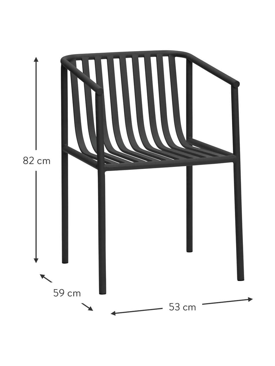 Chaise de jardin Villa, Acier inoxydable, Noir, larg. 53 x prof. 59 cm