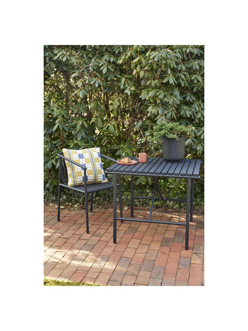 Záhradná stolička Villa, Nehrdzavejúca oceľ, potiahnutá, Čierna, Š 53 x H 59 cm