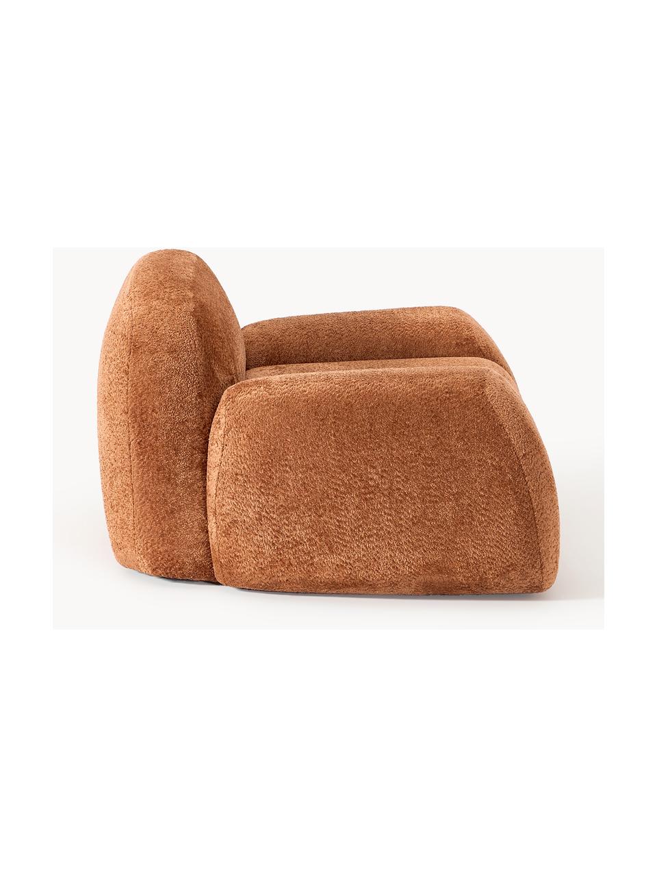 Loungefauteuil Wolke van teddy-bouclé, Bekleding: teddy-bouclé (100% polyes, Poten: kunststof Dit product is , Teddy-bouclé terracotta, B 138 x D 105 cm