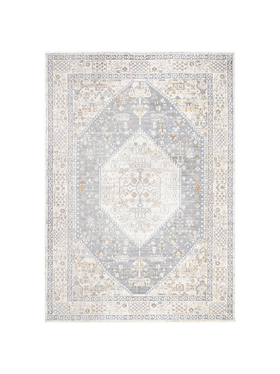 Tappeto in ciniglia fatto a mano Neapel, Retro: 100% cotone Il materiale , Grigio-blu, bianco crema, Larg. 160 x Lung. 230 cm (taglia M)