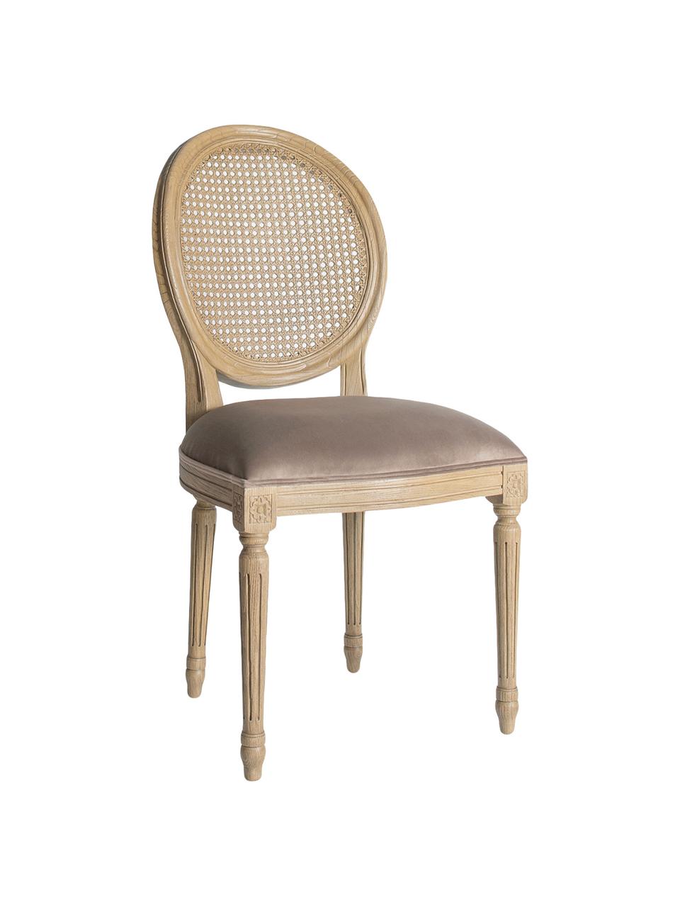 Silla artesanal tapizada Medallón, Beige, marrón, An 50 x Al 101 cm