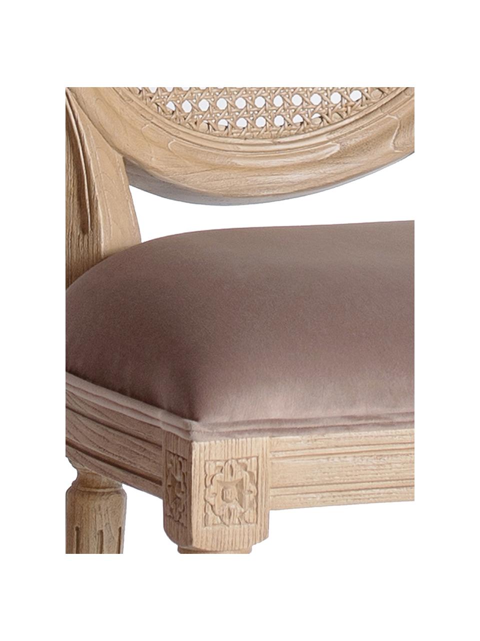 Silla artesanal tapizada Medallón, Beige, marrón, An 50 x Al 101 cm