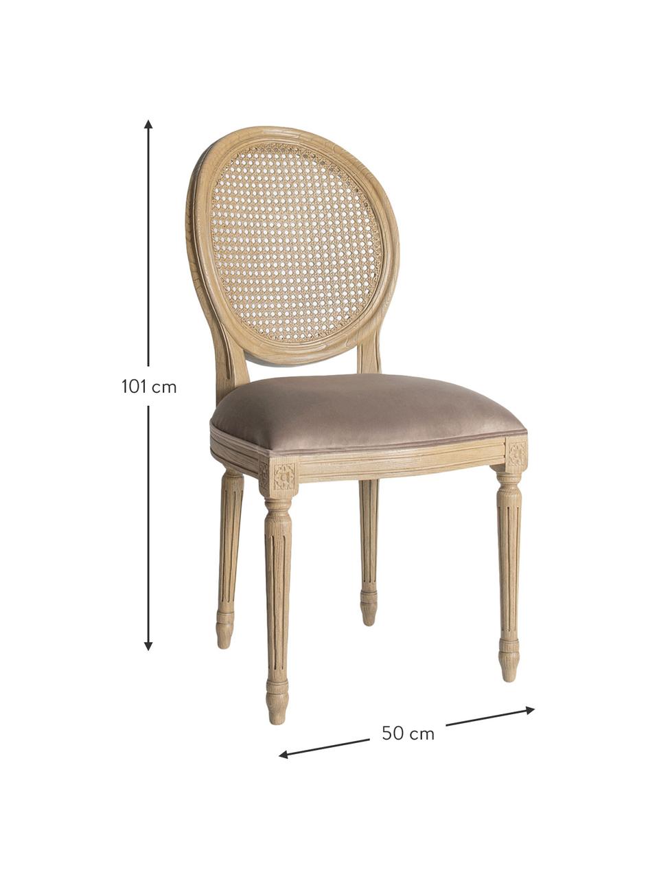 Silla artesanal tapizada Medallón, Beige, marrón, An 50 x Al 101 cm