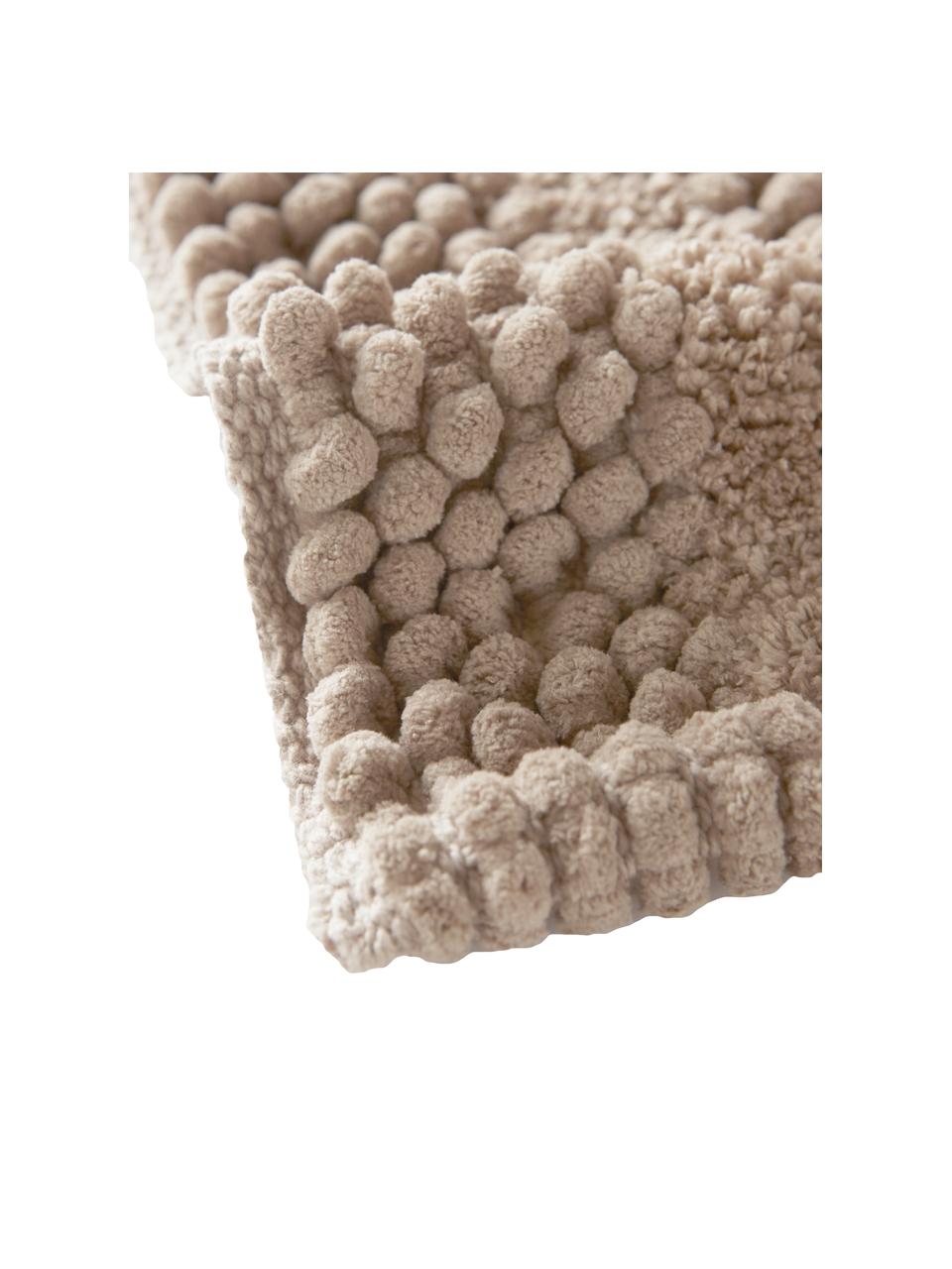Tappeto bagno morbido con motivo a rilievo Nea, 65% poliestere, 35% cotone, Color sabbia, Larg. 50 x Lung. 80 cm