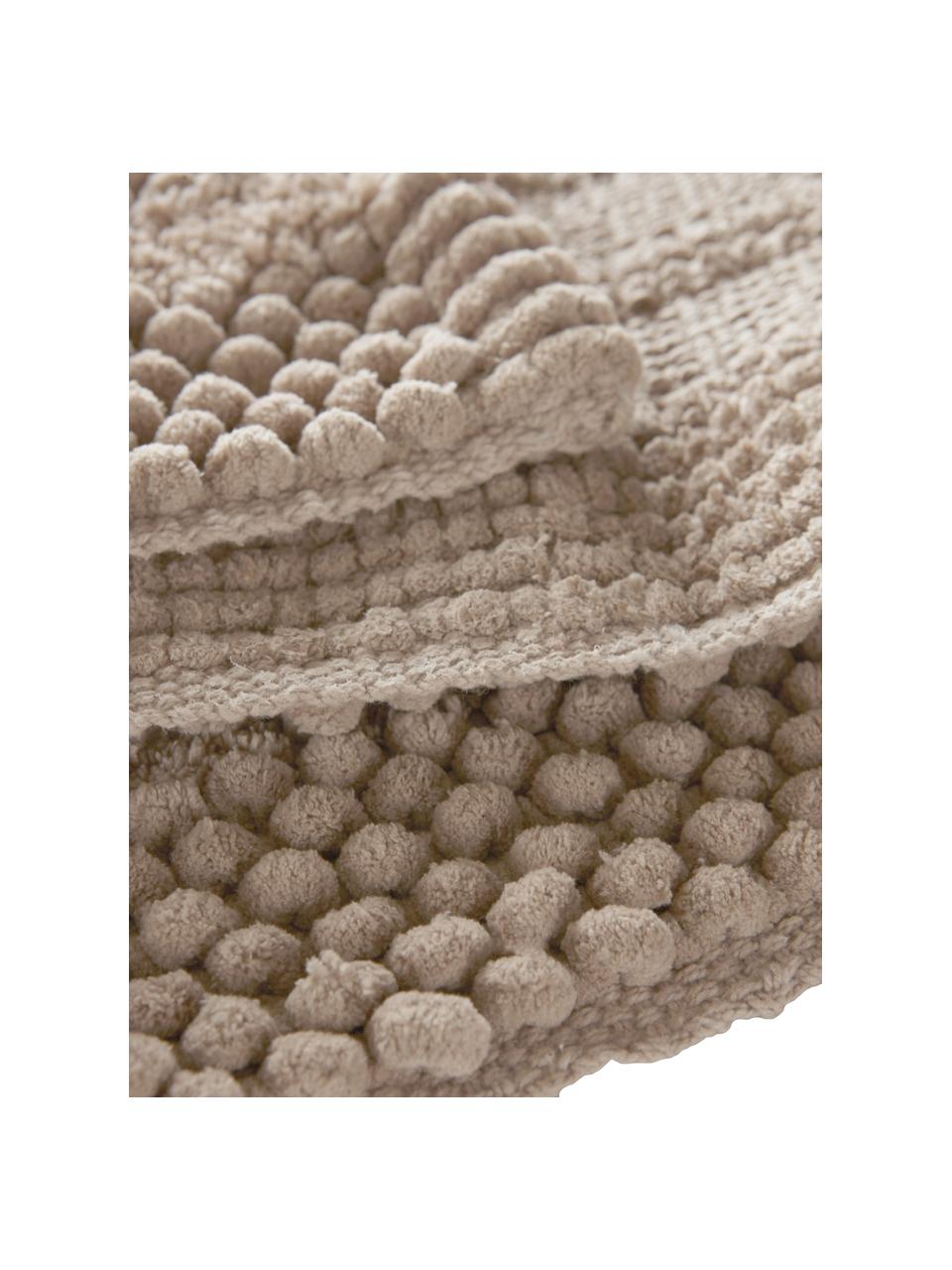 Tappeto bagno morbido con motivo a rilievo Nea, 65% poliestere, 35% cotone, Color sabbia, Larg. 50 x Lung. 80 cm