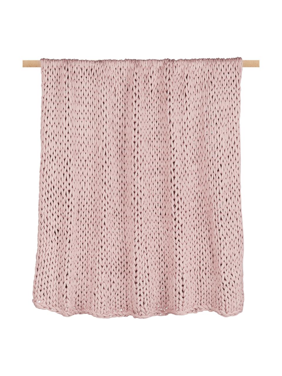 Plaid a maglia Adyna, 100% acrilico, Rosa, 150 x 200 cm