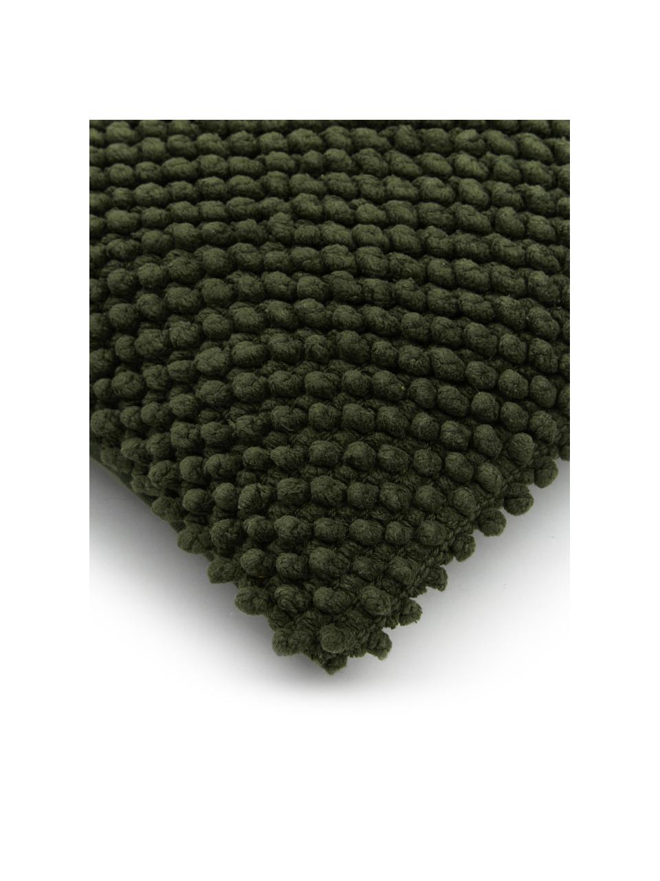 Kissenhülle Indi mit strukturierter Oberfläche in Dunkelgrün, 100% Baumwolle, Dunkelgrün, 30 x 50 cm