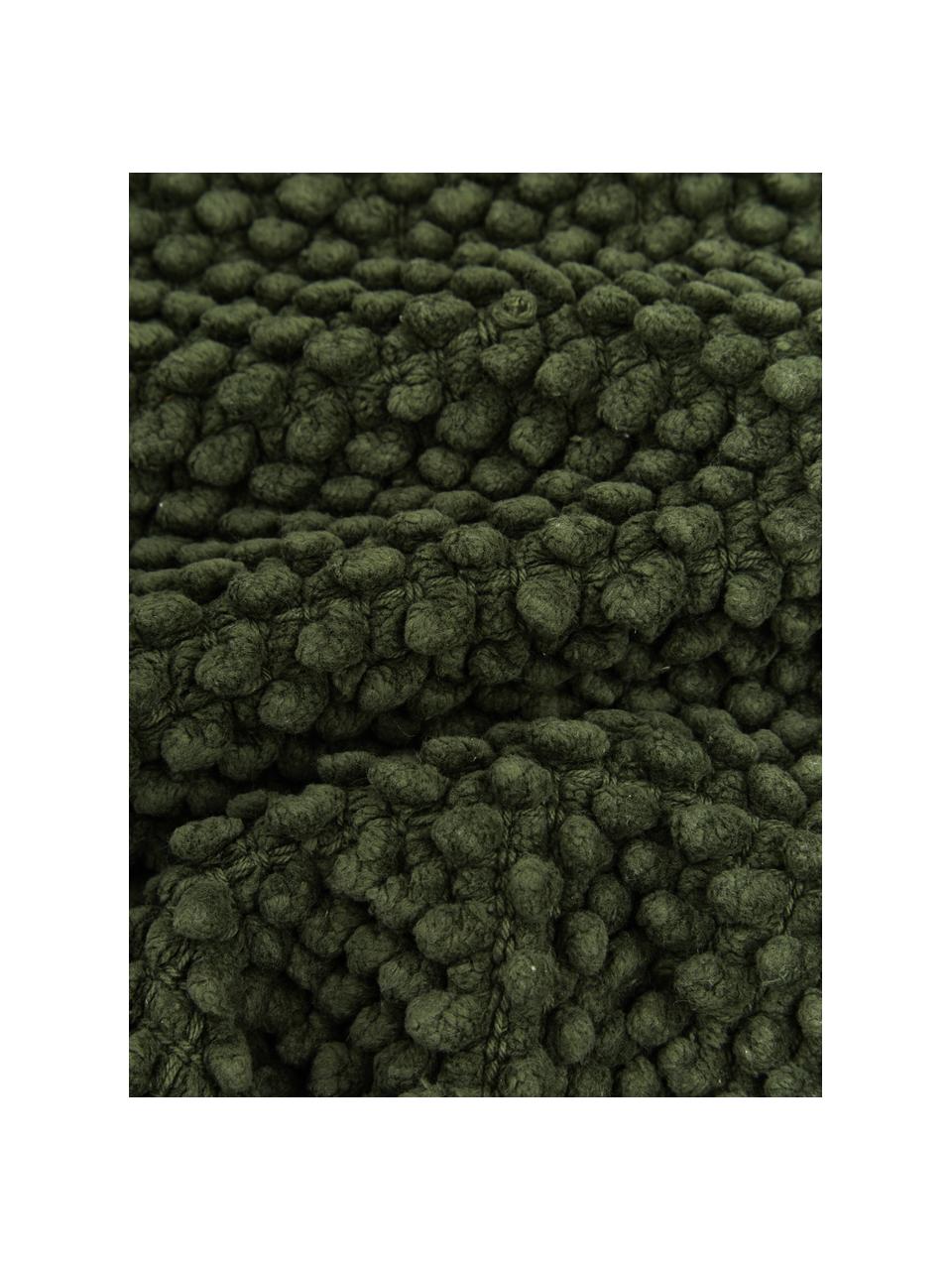 Federa arredo con superfice strutturata in cotone verde scuro Indi, 100% cotone, Verde scuro, Larg. 30 x Lung. 50 cm