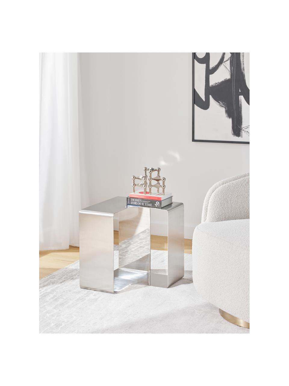 Stolik pomocniczy z metalu Eda, Metal, Odcienie srebrnego, S 45 x W 45 cm