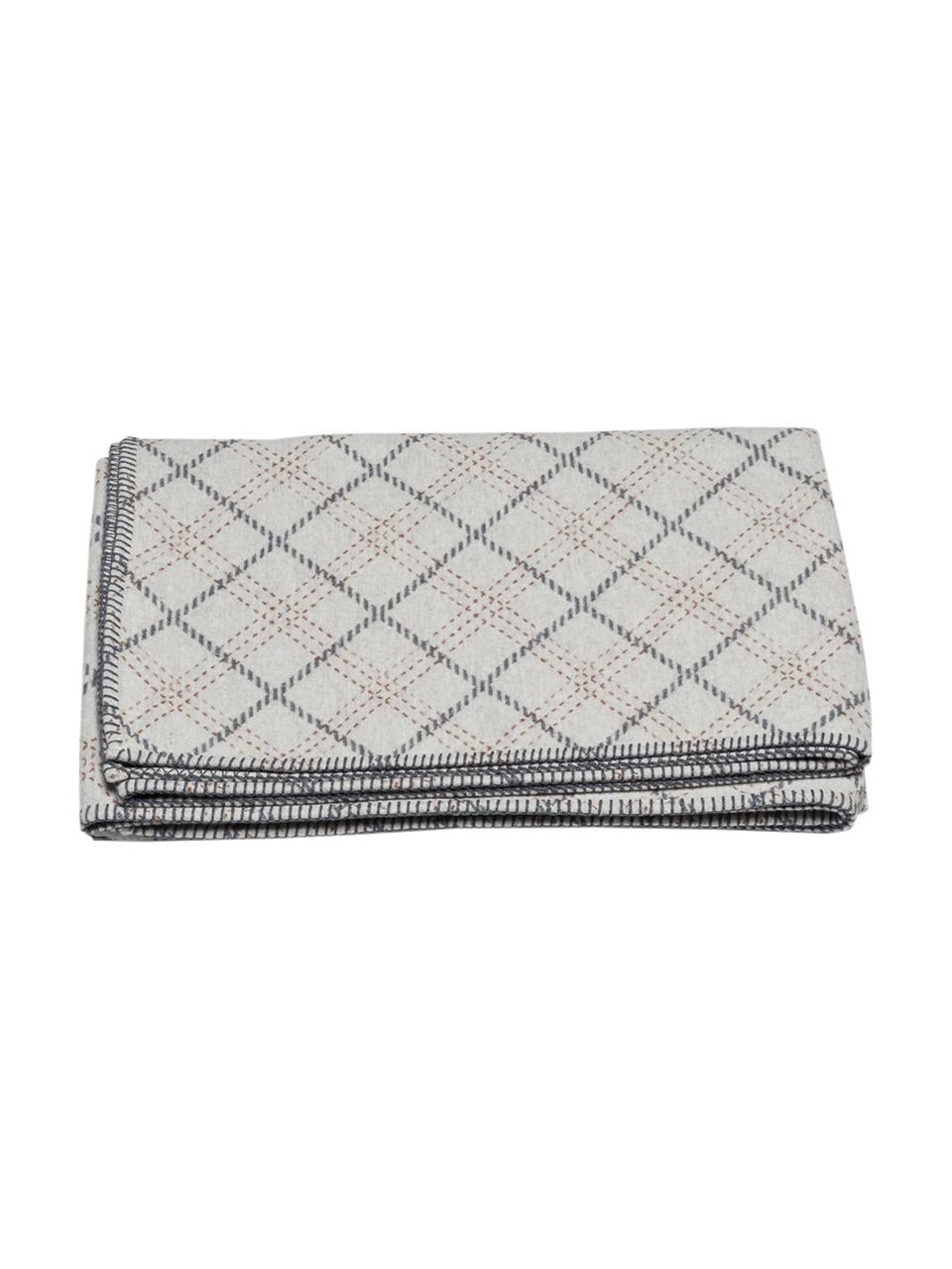 Plaid Karol, Bekleding: 85% katoen, 8% viscose, 7, Lichtgrijs, grijs, beige, 140 x 200 cm