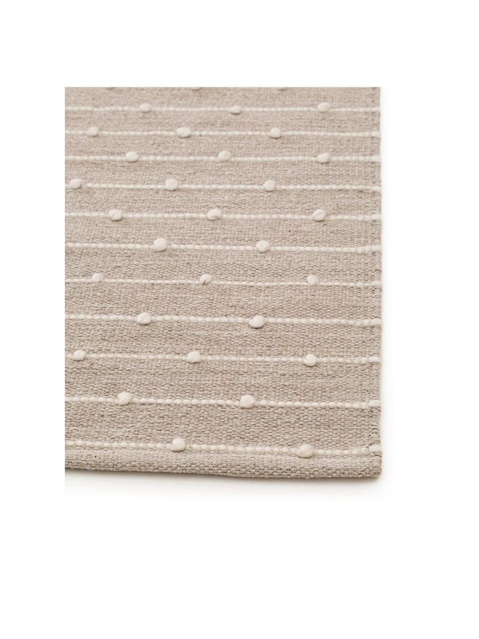 Handgewebter Baumwollteppich Lupo in Beige/Creme, 80% Baumwolle, 20% Wolle, Beige, B 160 x L 230 cm (Größe M)