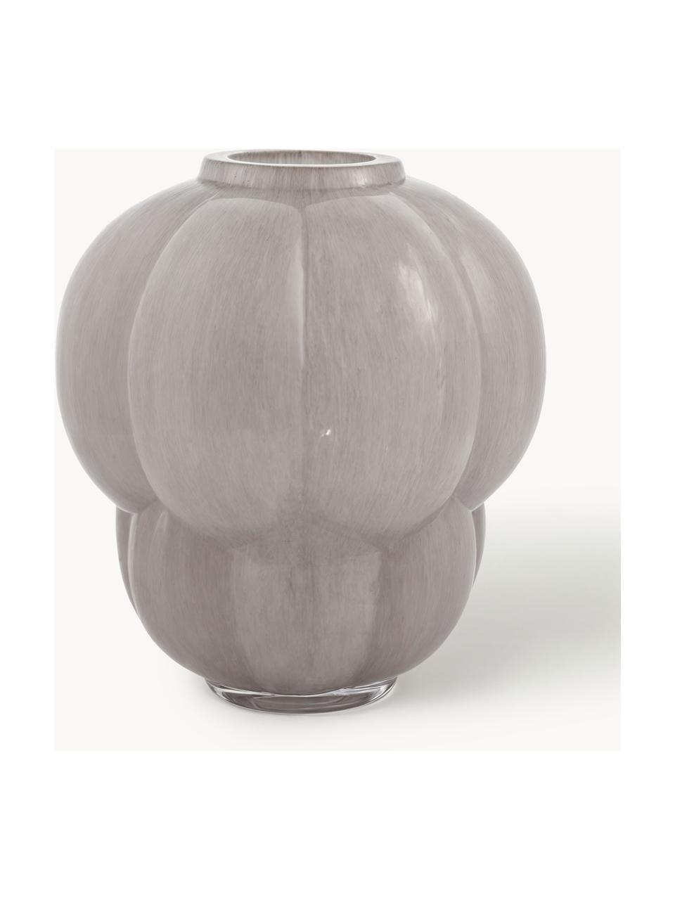 Mundgeblasene Glas-Vase Uva, H 22 cm, Glas, mundgeblasen, Hellgrau, Ø 20 x H 22 cm