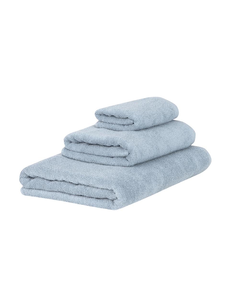 Set 3 asciugamani in tinta unita Comfort, Azzurro, Set in varie misure