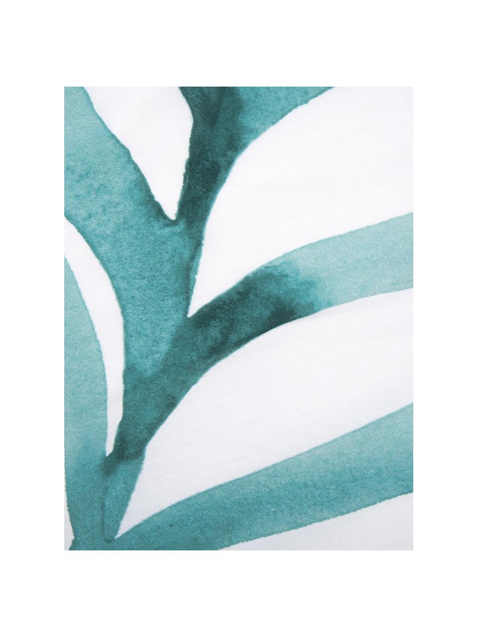 Parure copripiumino reversibile in percalle Francine, Fronte: verde, bianco Retro: bianco, 155 x 200 cm