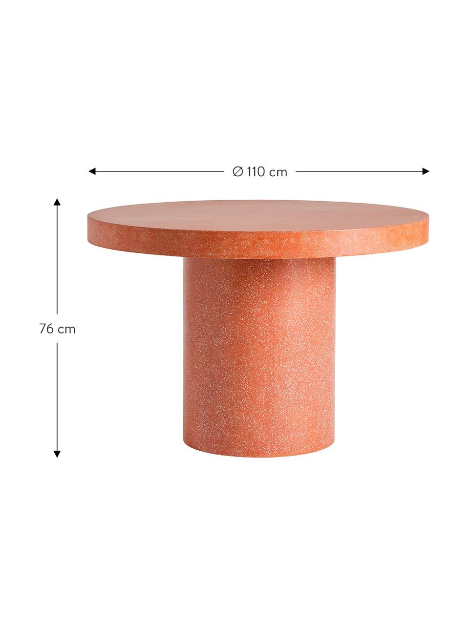 Kulatý zahradní stůl z terrazza Frida, Ø 110 cm, Cementové vlákno, Oranžová, bílá, Ø 110 cm, V 76 cm