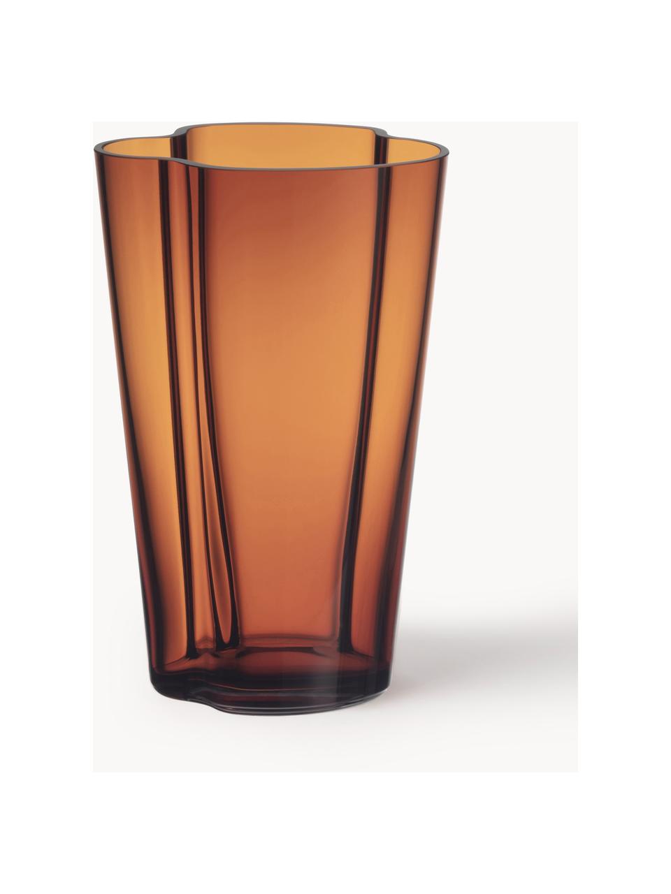 Mundgeblasene Vase Alvar Aalto, H 22 cm, Glas, mundgeblasen, Orange, transparent, B 14 x H 22 cm