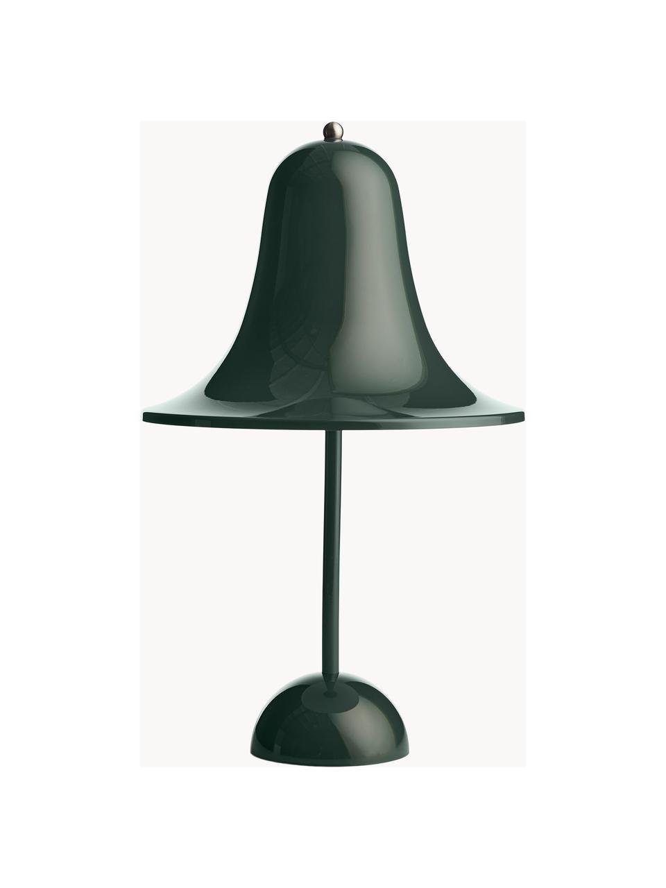 Malá přenosná stolní LED lampa Pantop, design Verner Panton, Umělá hmota, Tmavě zelená, lesklá, Ø 18 cm, V 30 cm