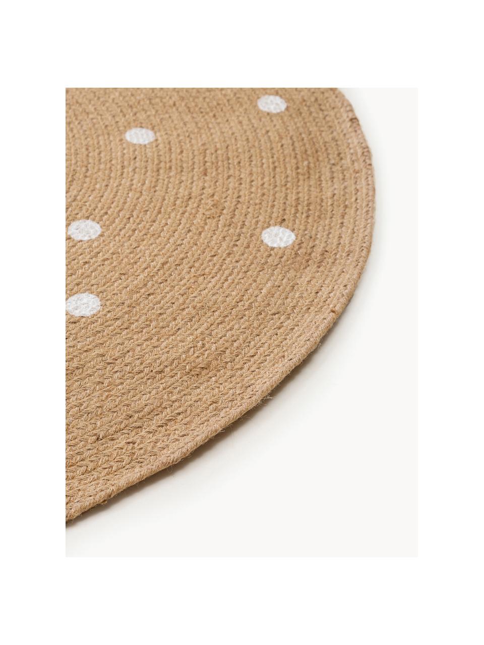 Ręcznie tkany dywan dziecięcy z juty Pippa, 100% juta, Jasny brązowy, biały, Ø 115 cm (Rozmiar S)