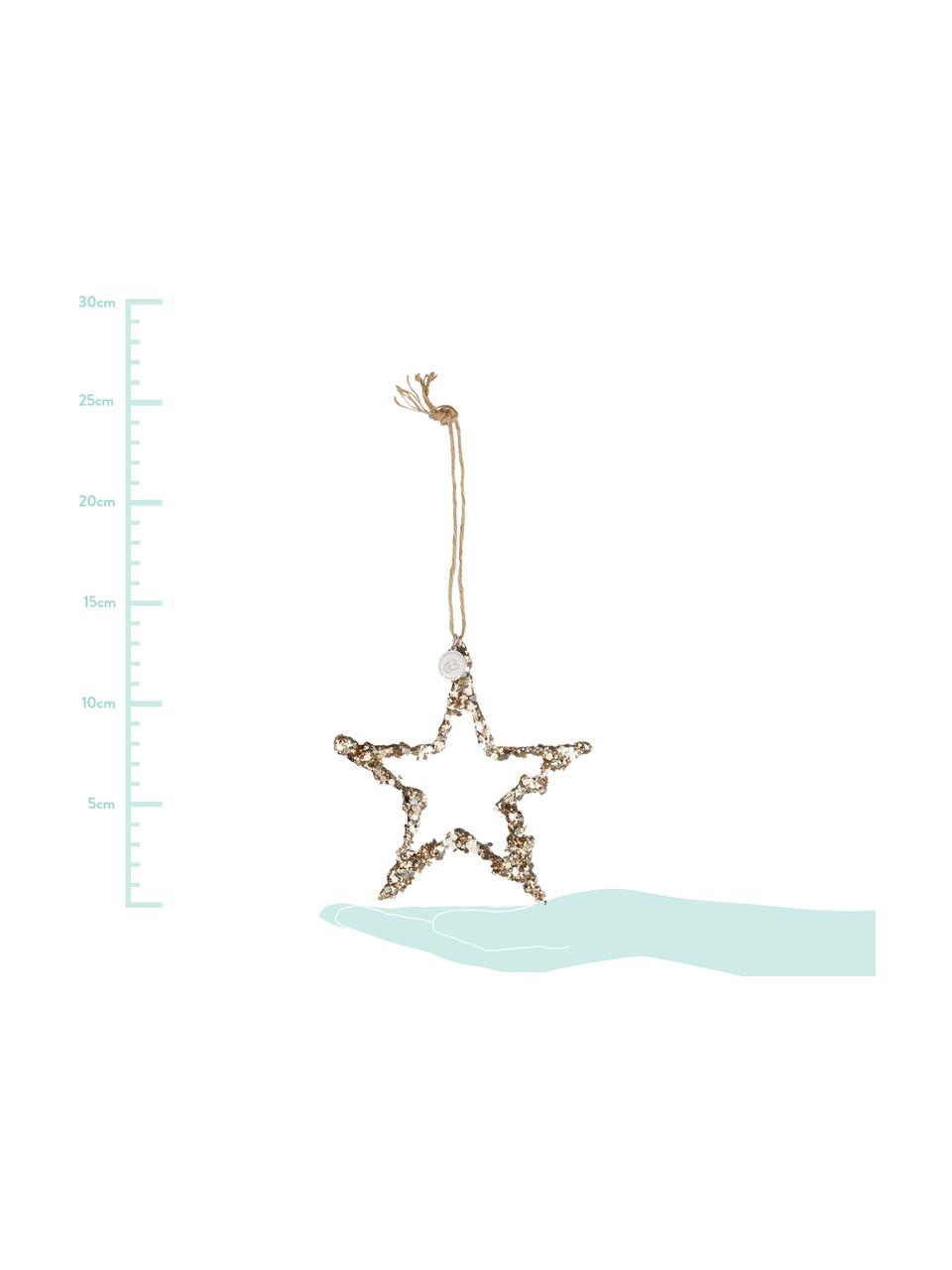 Kerstboomhanger Flora Star, Goudkleurig, 12 x 13 cm