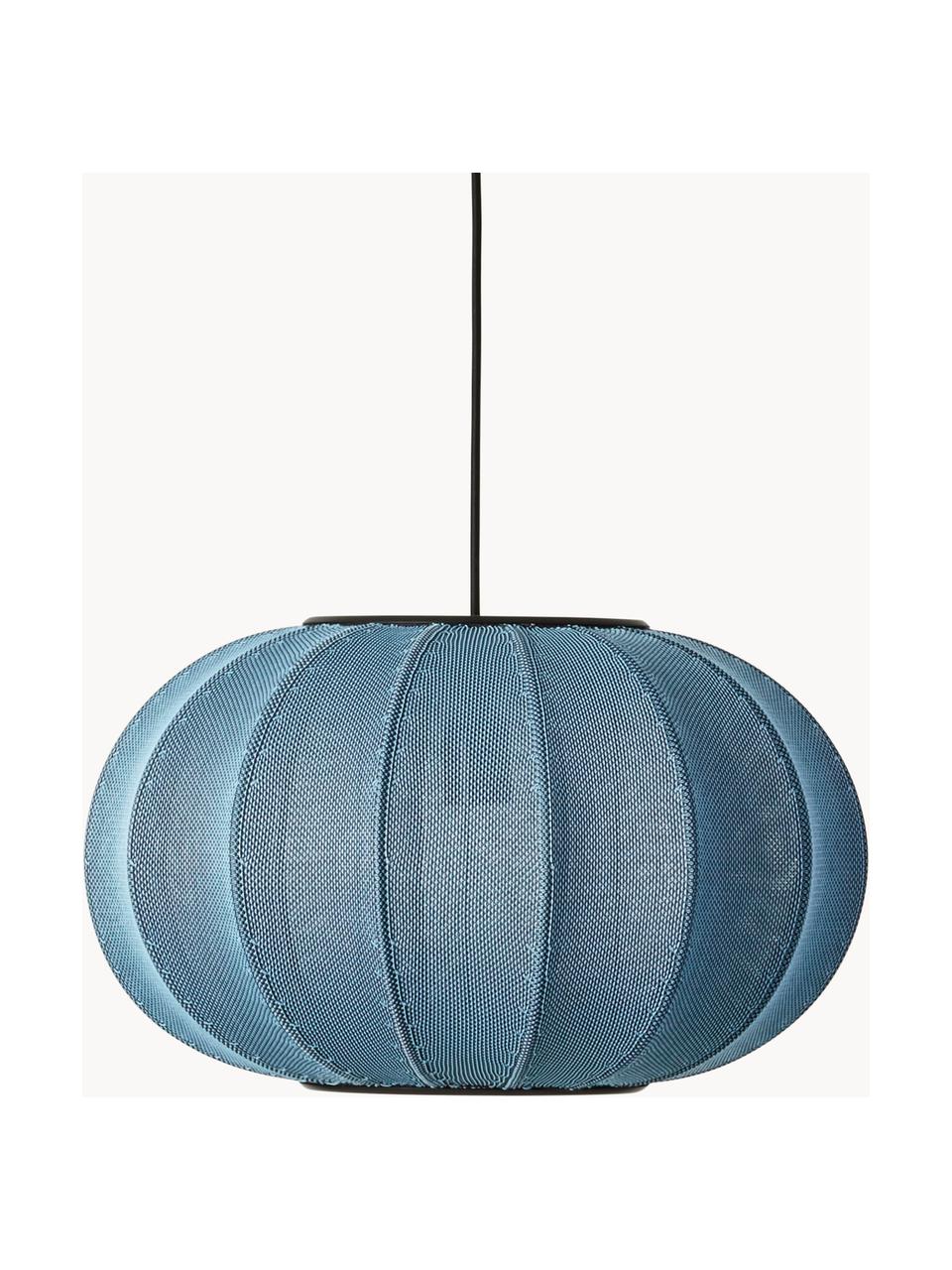 Lámpara de techo Knit-Wit, Pantalla: fibra sintética, Adornos: metal recubierto, Cable: cubierto en tela, Gris azulado, Ø 45 x Al 26 cm