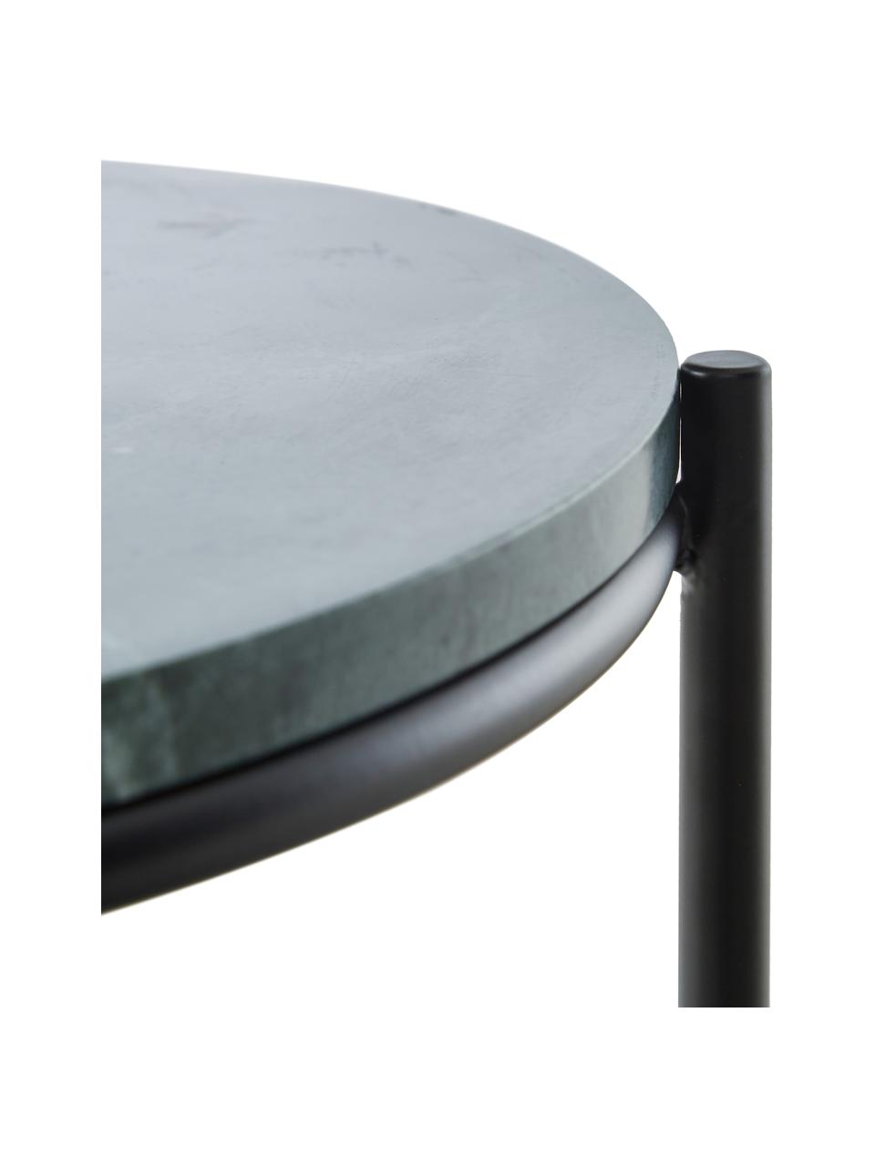 Table d'appoint ronde en marbre Ella, Plateau : marbre vert Support : noir, mat, Ø 40 x haut. 50 cm