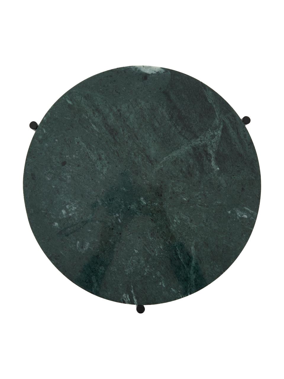 Ronde marmeren bijzettafel Ella, Tafelblad: marmer, Frame: gepoedercoat metaal, Tafelblad: groen marmer. Frame: mat zwart, Ø 40 x H 50 cm