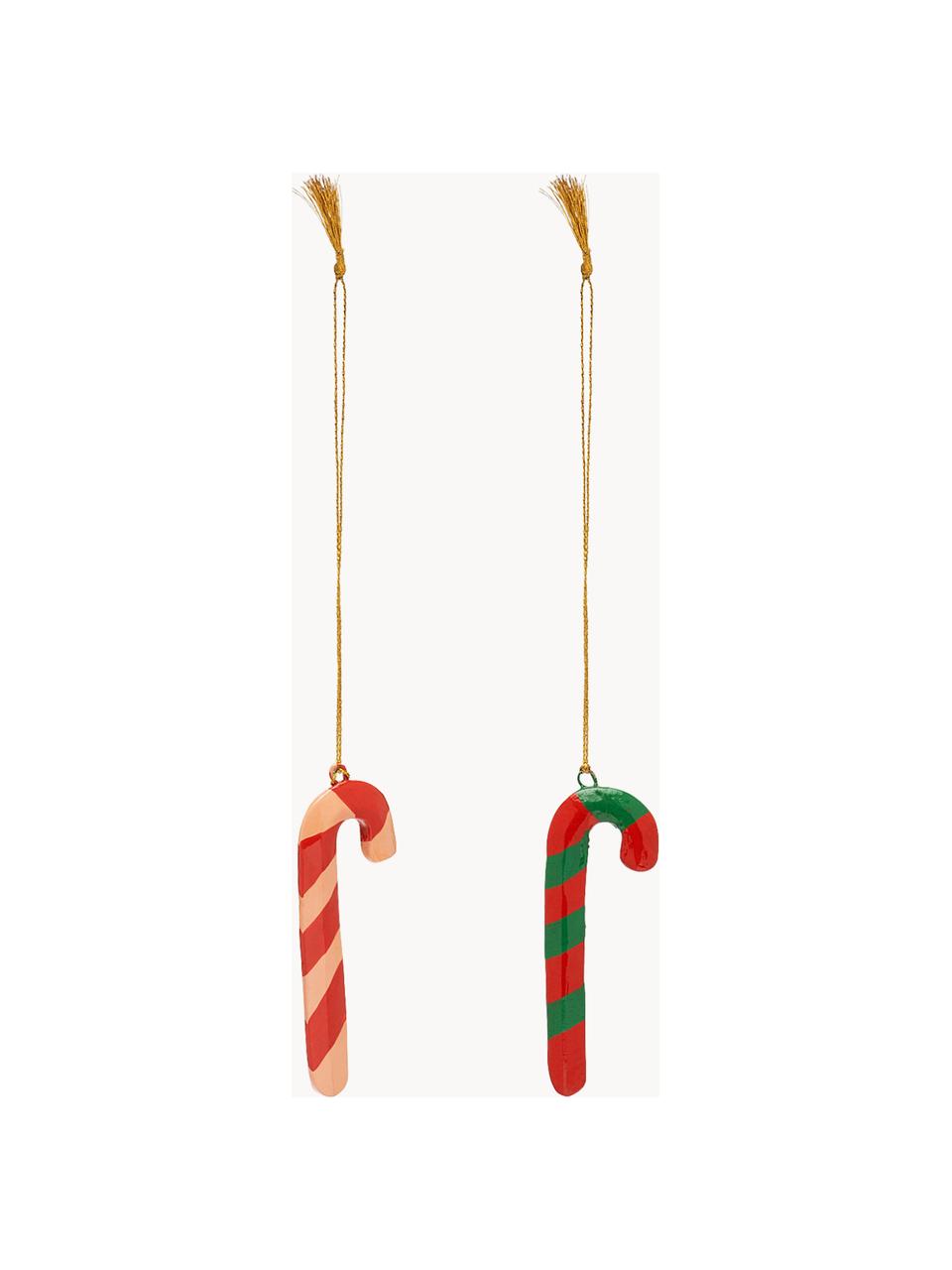 Baumanhänger Candy Cane, 2er-Set, Karton, Pappmaché

Dieses Produkt wird aus nachhaltig gewonnenem, FSC®-zertifiziertem Holz gefertigt., Rot, Dunkelgrün, Peach, B 4 x H 9 cm