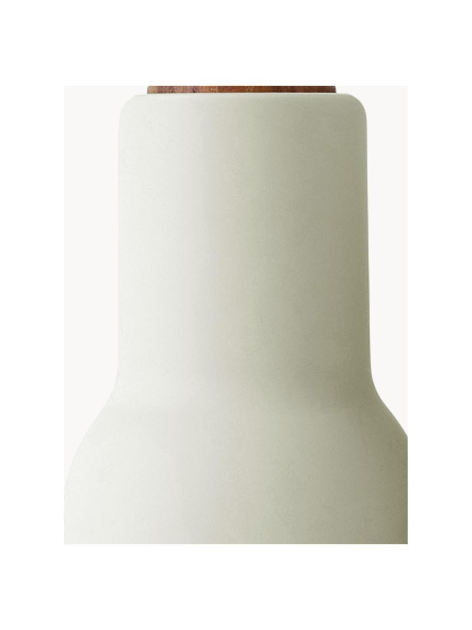 Moulin à sel et à poivre design avec couvercle en noyer Bottle Grinder, 2 élém., Blanc cassé, vert olive, bois de noyer, Ø 8 x haut. 21 cm