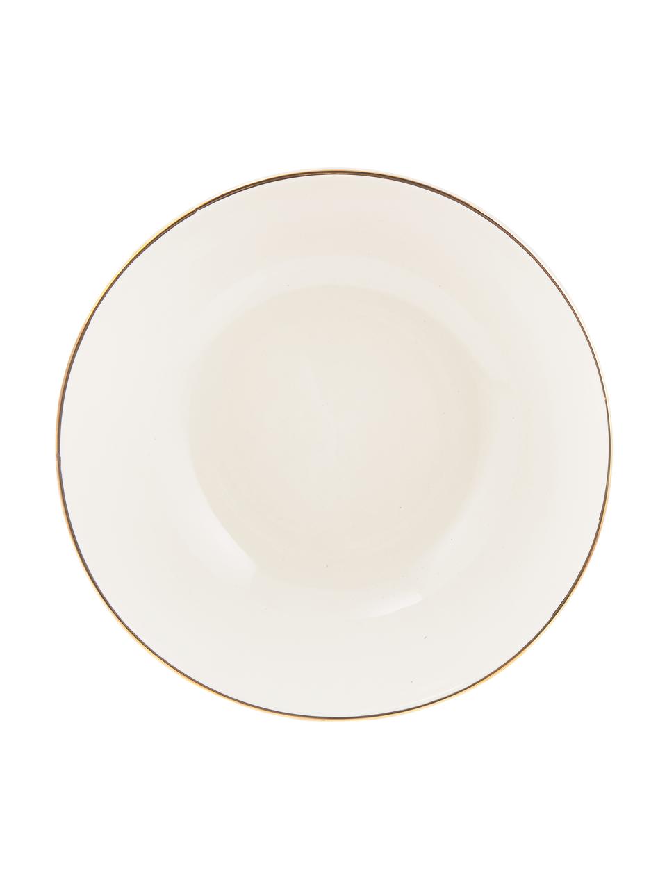 Ručně vyrobená salátová mísa se zlatým okrajem Allure, Ø 25 cm, Keramika, Bílá, zlatá, Ø 25 cm, V 8 cm