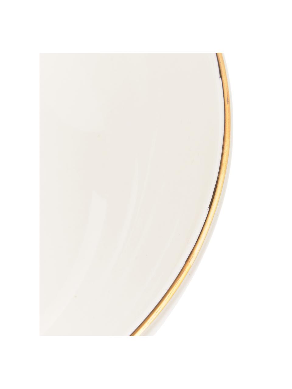 Ensaladera artesanal Allure, Cerámica, Blanco, dorado, Ø 25 x Al 8 cm