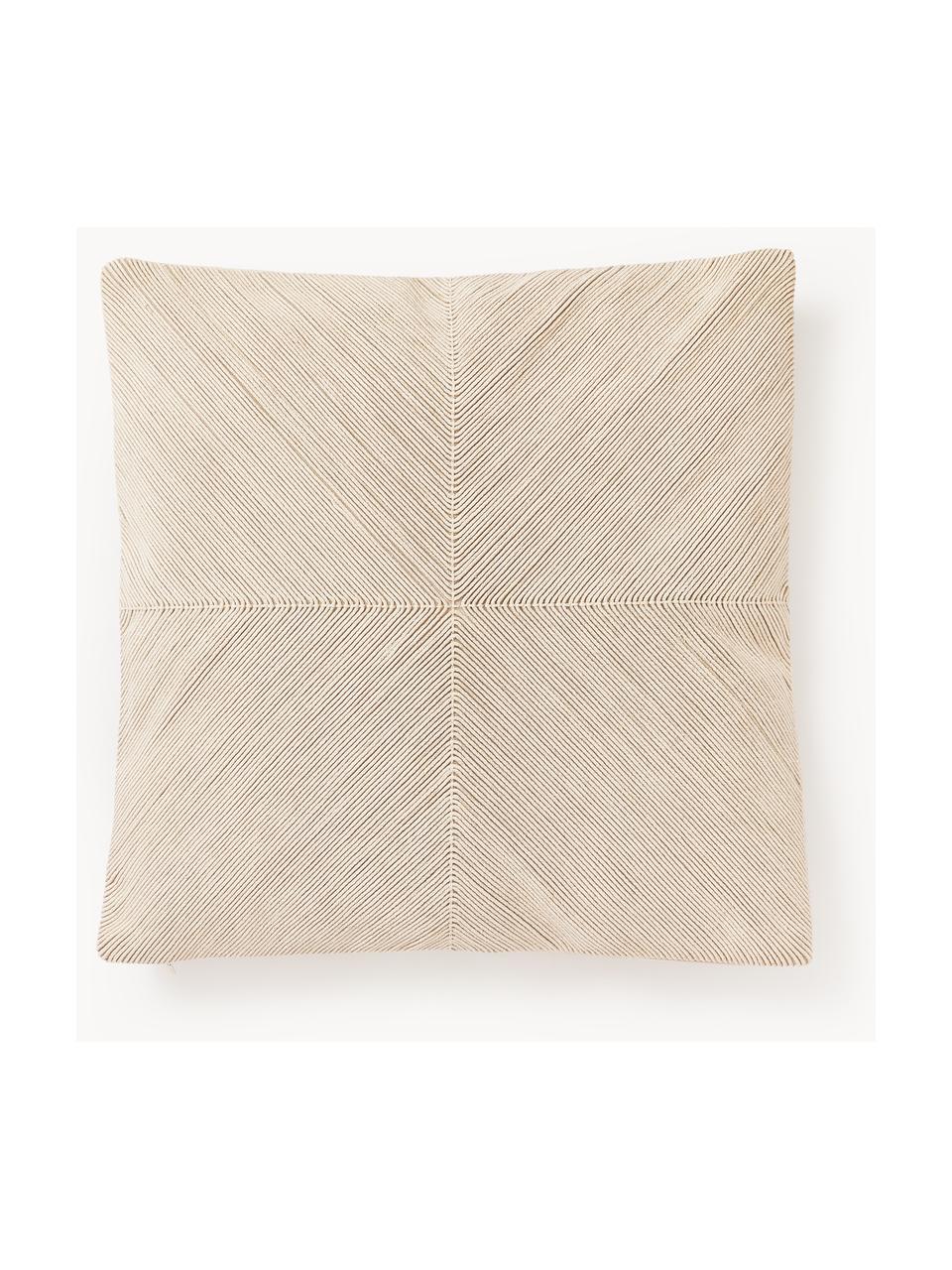 Baumwoll-Kissenhülle Rino mit Strukturmuster, 100 % Baumwolle, Beige, B 45 x L 45 cm