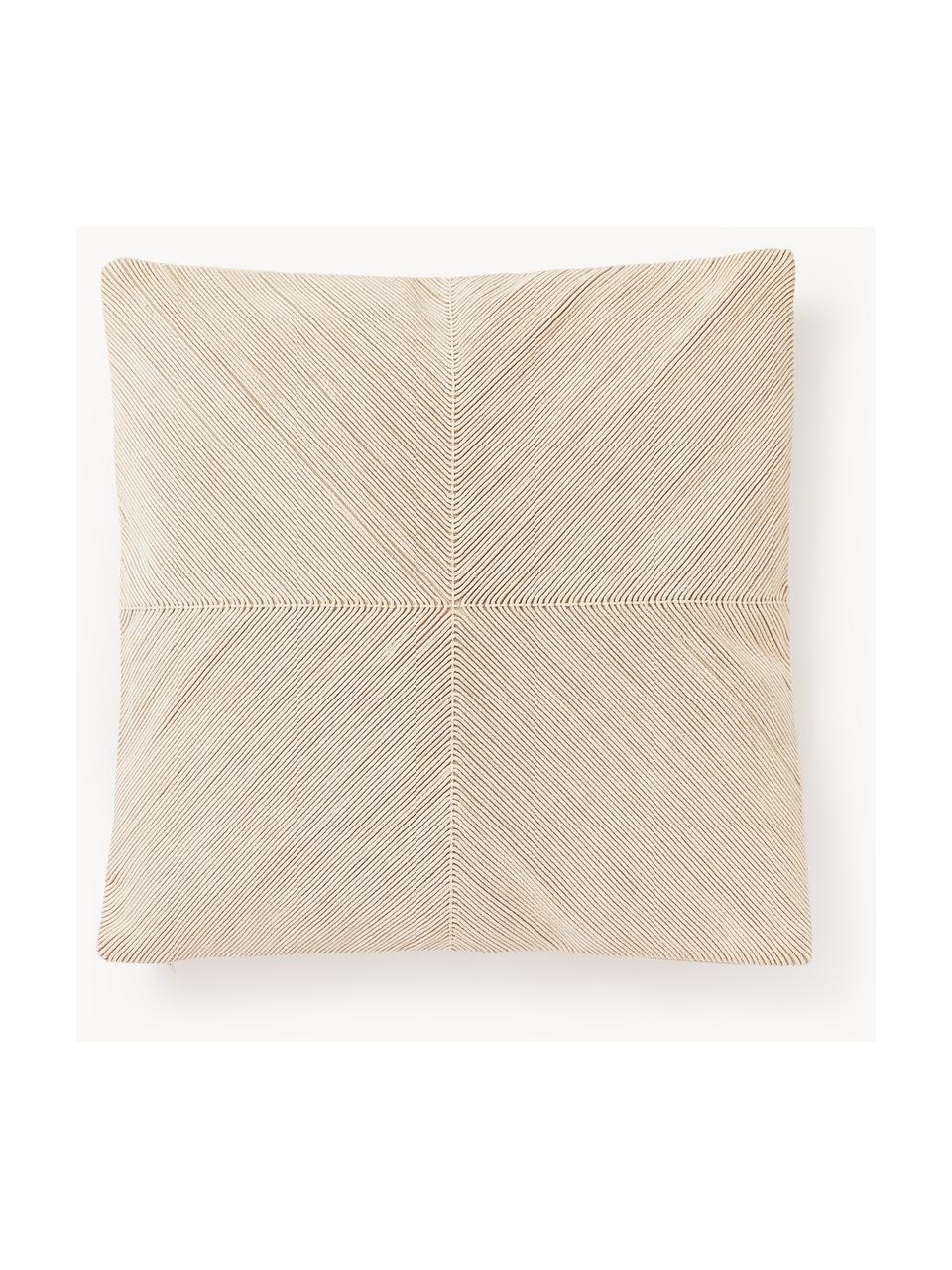 Housse de coussin en coton à motif texturé Rino, 100 % coton, Beige, larg. 45 x long. 45 cm
