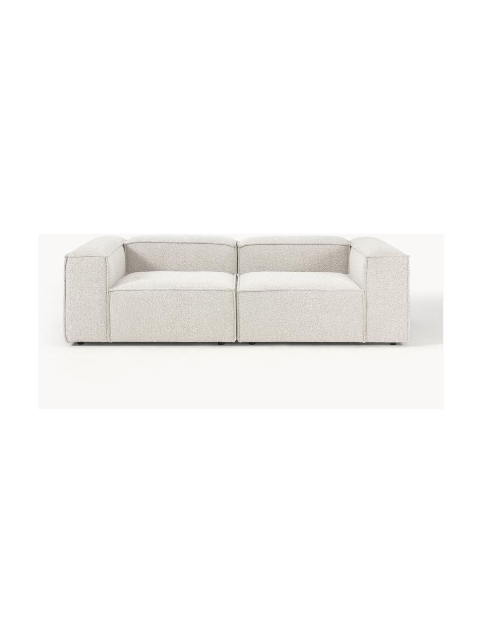 Modulares Sofa Lennon (3-Sitzer) aus Bouclé, Bezug: Bouclé (100 % Polyester) , Gestell: Massives Kiefernholz, Spe, Füße: Kunststoff Dieses Produkt, Bouclé Off White, B 238 x T 119 cm