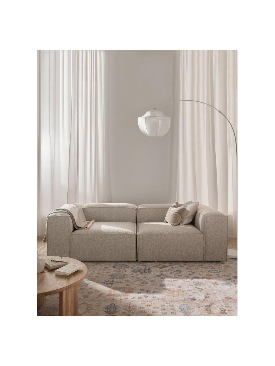 Modulares Sofa Lennon (3-Sitzer) aus Bouclé, Bezug: Bouclé (100 % Polyester) , Gestell: Massives Kiefernholz FSC-, Bouclé Off White, B 238 x T 119 cm